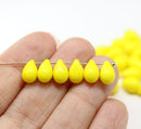 6x9mm Bright yellow czech glass teardrop beads, 40pc