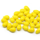 6x9mm Opaque yellow czech glass teardrop beads, 40pc
