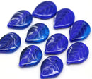 18mm Large dark blue leaves, czech glass flat leaf, 10Pc