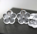 20mm Large crystal clear Czech glass flower beads, 6Pc