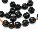 2.5mm hole jet black 8mm melon shape beads - 20pc