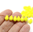 6x9mm Lemon yellow czech glass teardrop beads, 40pc