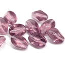 13x9mm Purple transparent twisted czech glass barrel bead, 10Pc