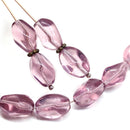 13x9mm Purple transparent twisted czech glass barrel bead, 10Pc