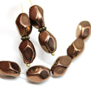 13x9mm Copper twisted czech glass barrel bead, 10Pc