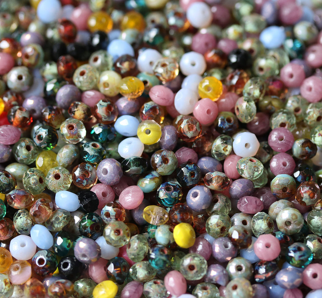 3x5mm glass beads mix picasso finish - 40Pc – MayaHoney beads