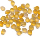 5x7mm Frosted topaz teardrops czech glass beads - 50pc