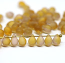 5x7mm Frosted topaz teardrops czech glass beads - 50pc