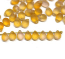 5x7mm Frosted topaz teardrops czech glass beads - 50pc