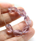 13x9mm Light purple twisted czech glass barrel bead, 10Pc