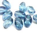 13x9mm Montana blue twisted czech glass barrel bead, 10Pc