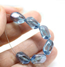 13x9mm Montana blue twisted czech glass barrel bead, 10Pc