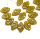12x7mm Dark yellow leaf beads Czech glass - 30Pc