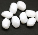 13x9mm Opaque white twisted czech glass barrel bead, 10Pc