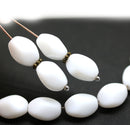 13x9mm Opaque white twisted czech glass barrel bead, 10Pc