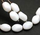 13x9mm Opaque white twisted czech glass barrel bead, 10Pc