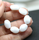 13x9mm Opaque white twisted czech glass barrel bead, 10Pc