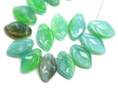 12x7mm Opal mint green leaf beads Czech glass 30Pc