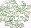 12x7mm Antique green leaf beads Czech glass 30Pc
