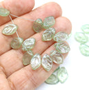 12x7mm Antique green leaf beads Czech glass 30Pc
