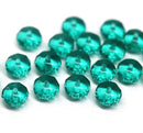 5x8mm Teal green Czech glass beads, Fire polished gemstone cut rondels, 20Pc