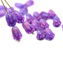 12x8mm Violet pink tulip Czech glass beads, 20Pc