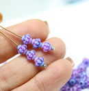 6mm Pink blue fancy bicone czech glass beads, pink wash, 50pc