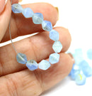 6mm Light blue green bicone czech glass pressed beads, 30Pc