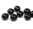 7x11mm Jet black puffy rondelle Czech glass beads, 8pc