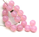 8mm Opal pink round czech glass druk pressed beads, 20Pc