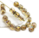 6mm Picasso Czech glass beads, round cut, 20pc