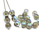 8mm Gray round czech glass druk pressed beads, AB finish, 20Pc