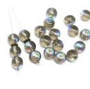 8mm Gray round czech glass druk pressed beads, AB finish, 20Pc