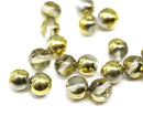 8mm Clear round czech glass druk pressed beads, golden coating, 20Pc