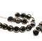 6mm Jet black Czech glass beads with luster, round cut, 20pc