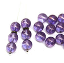 8mm Blue purple round czech glass druk pressed beads, 20Pc