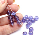 8mm Blue purple round czech glass druk pressed beads, 20Pc