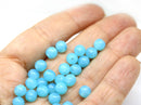 6mm Opal sky blue round druk czech glass beads, 30Pc