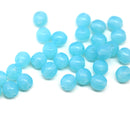 6mm Opal sky blue round druk czech glass beads, 30Pc