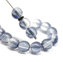 8mm Light gray blue round czech glass druk pressed beads, 20Pc
