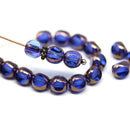 6mm Dark blue Czech glass beads with luster, round cut, 20pc
