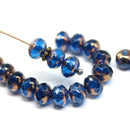 5x7mm Dark blue with luster Czech glass rondelle beads, 20pc