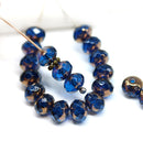 5x7mm Dark blue with luster Czech glass rondelle beads, 20pc