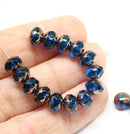 5x7mm Dark blue with luster Czech glass rondelle beads, 20pc