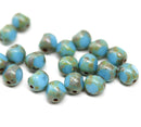 6mm Turquoise blue Czech glass beads, round cut, 20pc