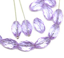 12x8mm Lilac barrel czech glass fire polished oval beads, 6Pc
