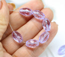 12x8mm Lilac barrel czech glass fire polished oval beads, 6Pc