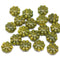 9mm Olive green Czech glass daisy flower beads 20pc
