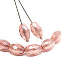 12x8mm Pink luster barrel czech glass fire polished oval beads, 4Pc