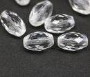 12x8mm Crystal clear barrel czech glass fire polished oval beads, 8Pc